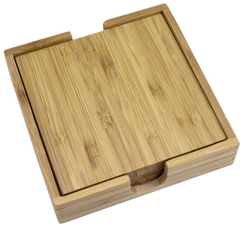 Custom 4 Piece Bamboo Coaster Set w/Case - 2