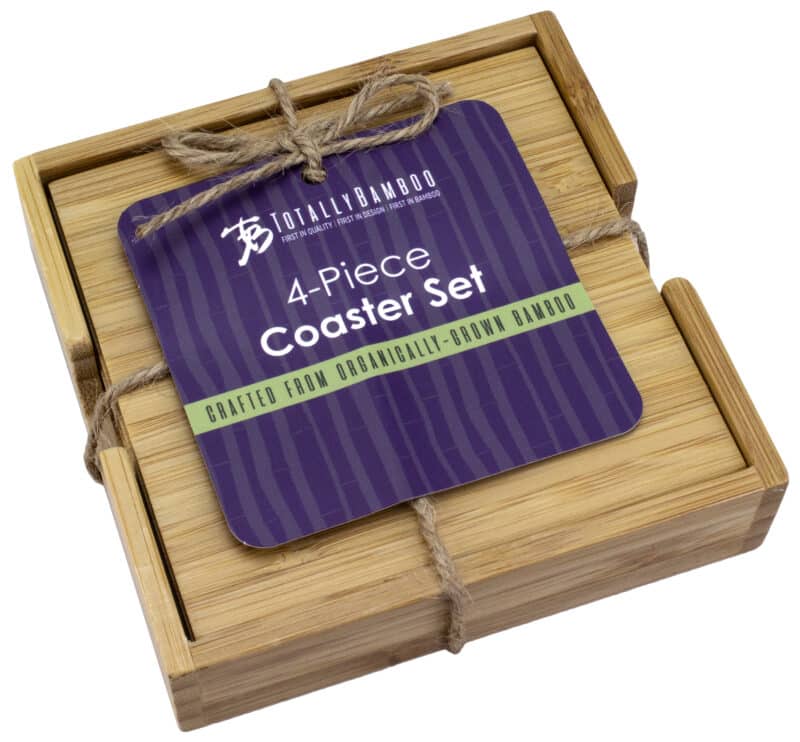 Custom 4 Piece Bamboo Coaster Set w/Case - 3