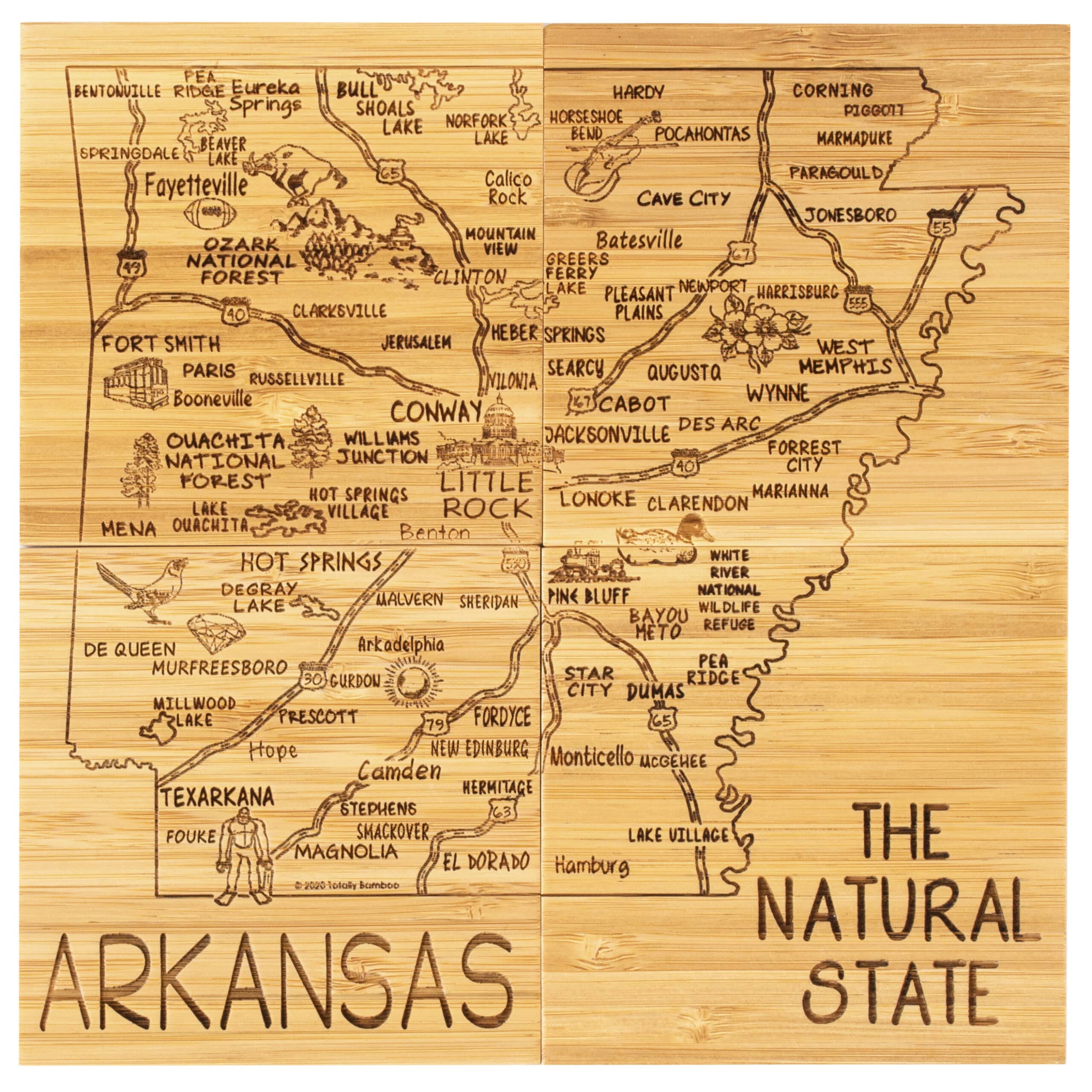 Totally Bamboo Arkansas Puzzle Coaster