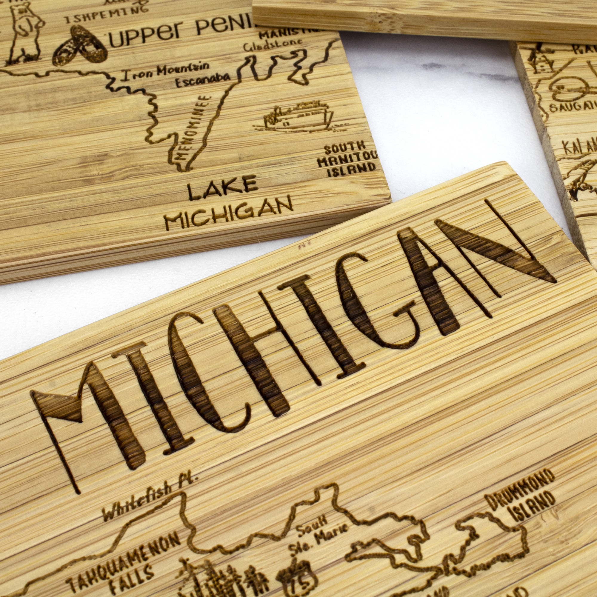 Totally Bamboo Michigan Puzzle Coaster - Thumbnail 2