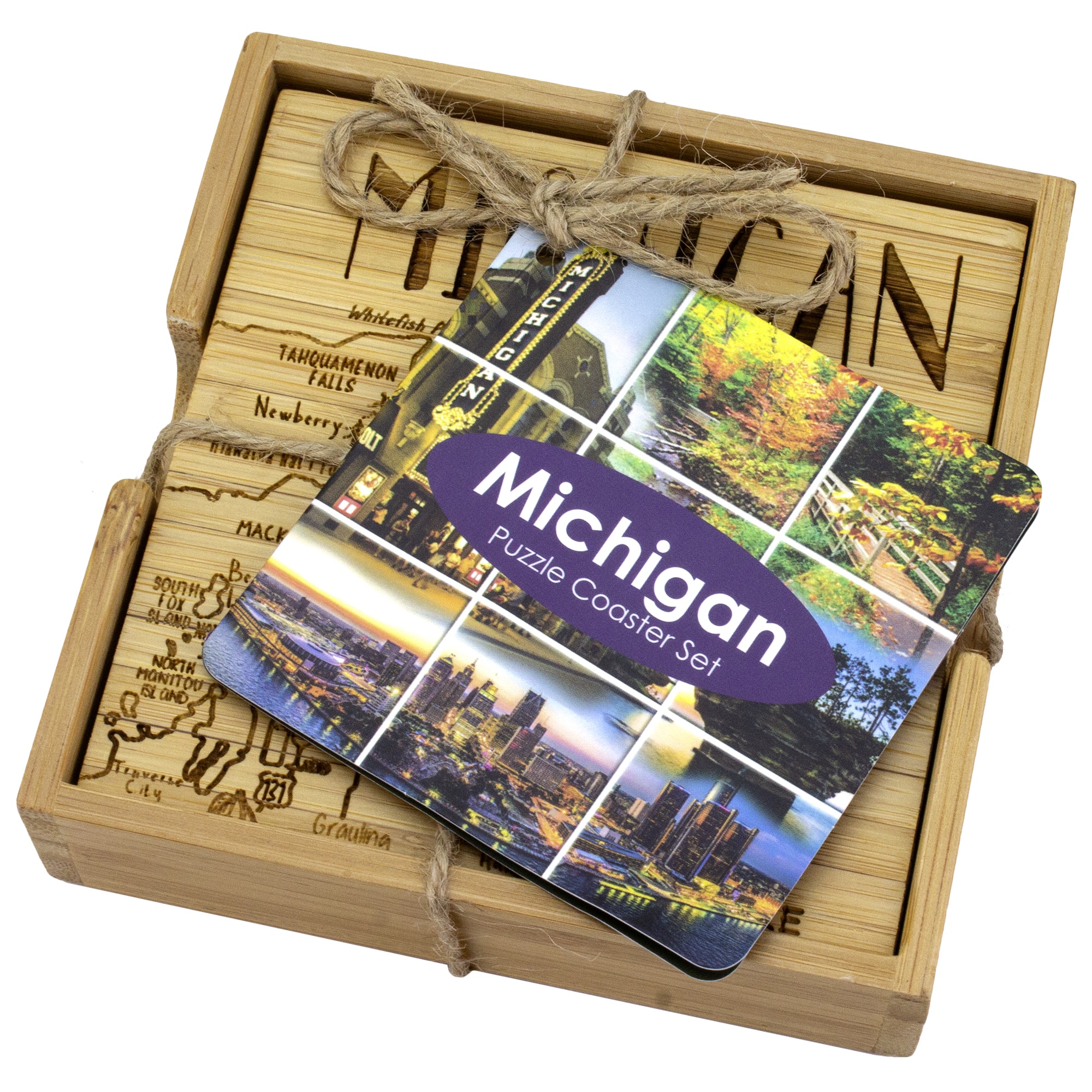 Totally Bamboo Michigan Puzzle Coaster - Thumbnail 4