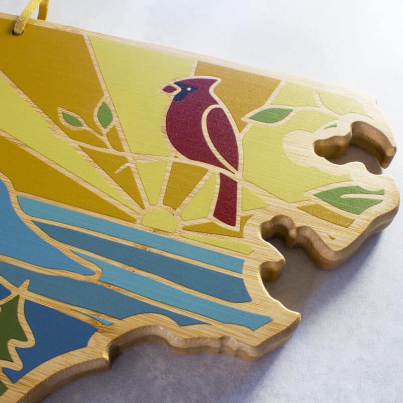 Custom North Carolina State Shaped Cutting & Serving Board w/Artwork by Summer Stokes - 3