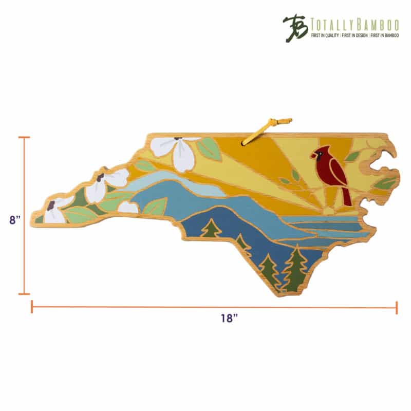 Custom North Carolina State Shaped Cutting & Serving Board w/Artwork by Summer Stokes - 5