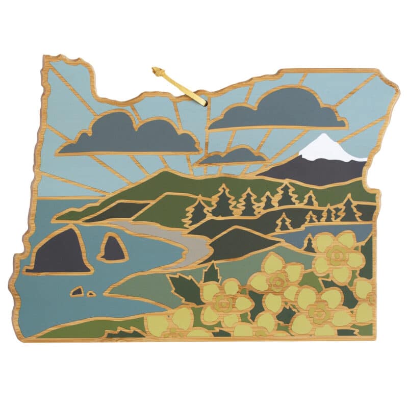 Custom Oregon State Shaped Cutting & Serving Board w/Artwork by Summer Stokes