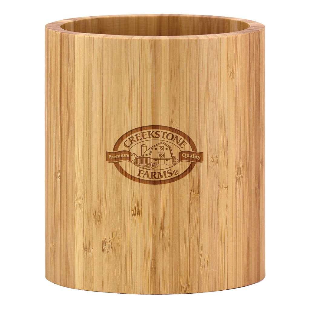 Custom Oval Shaped Bamboo Kitchen Utensil Holder