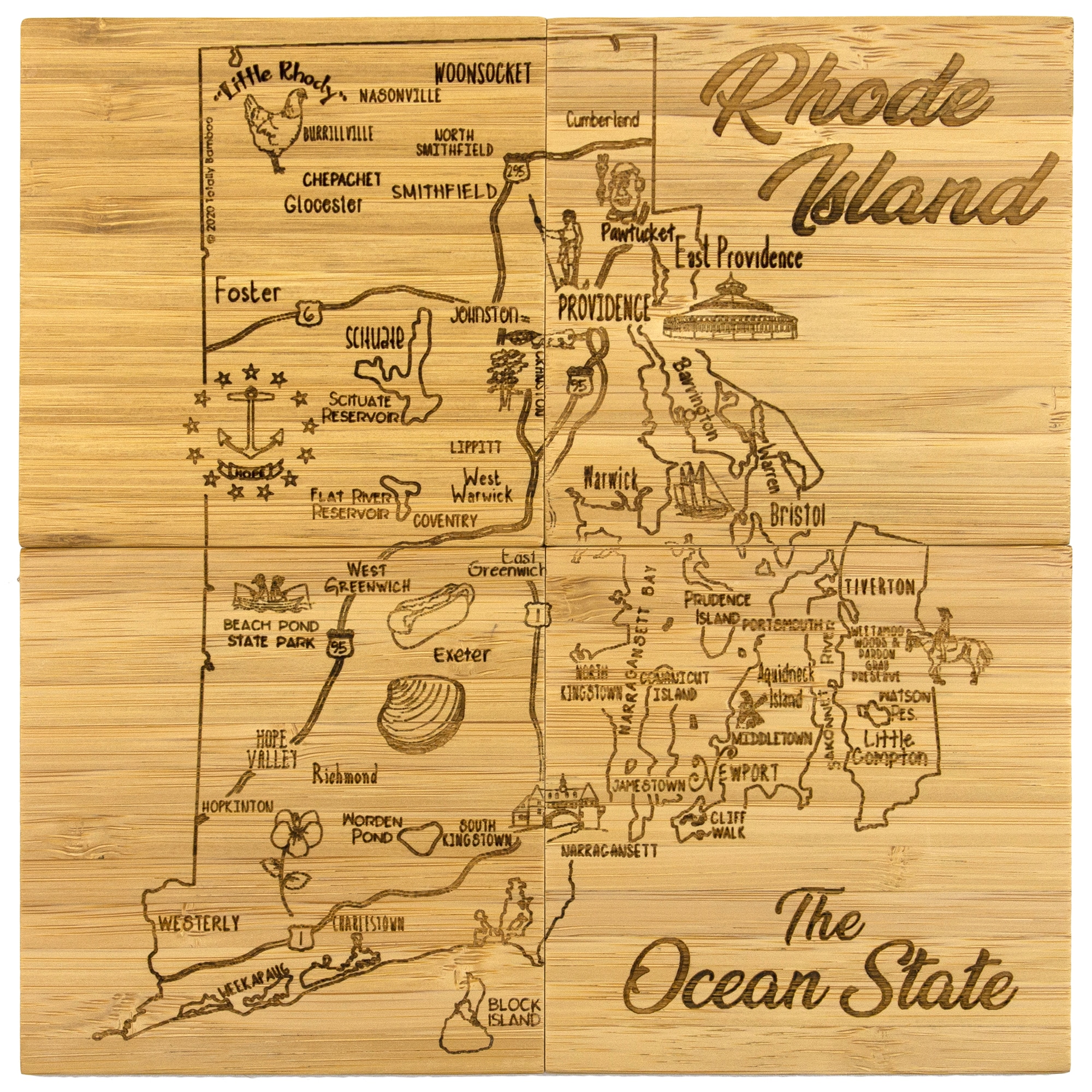 Totally Bamboo Rhode Island Puzzle Coaster