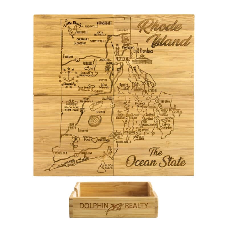 Custom Rhode Island Puzzle Coaster Set