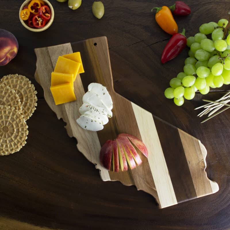 Custom Rock & Branch® Shiplap Series California State Shaped Wood Serving & Cutting Board - 1