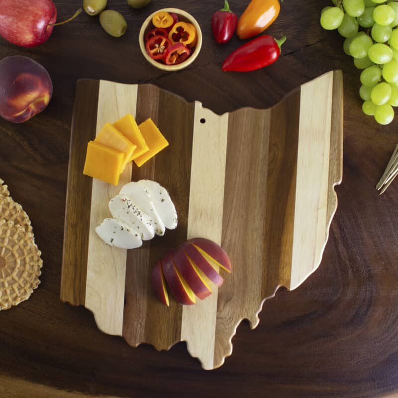 Custom Rock & Branch® Shiplap Series Ohio State Shaped Wood Serving & Cutting Board - 1