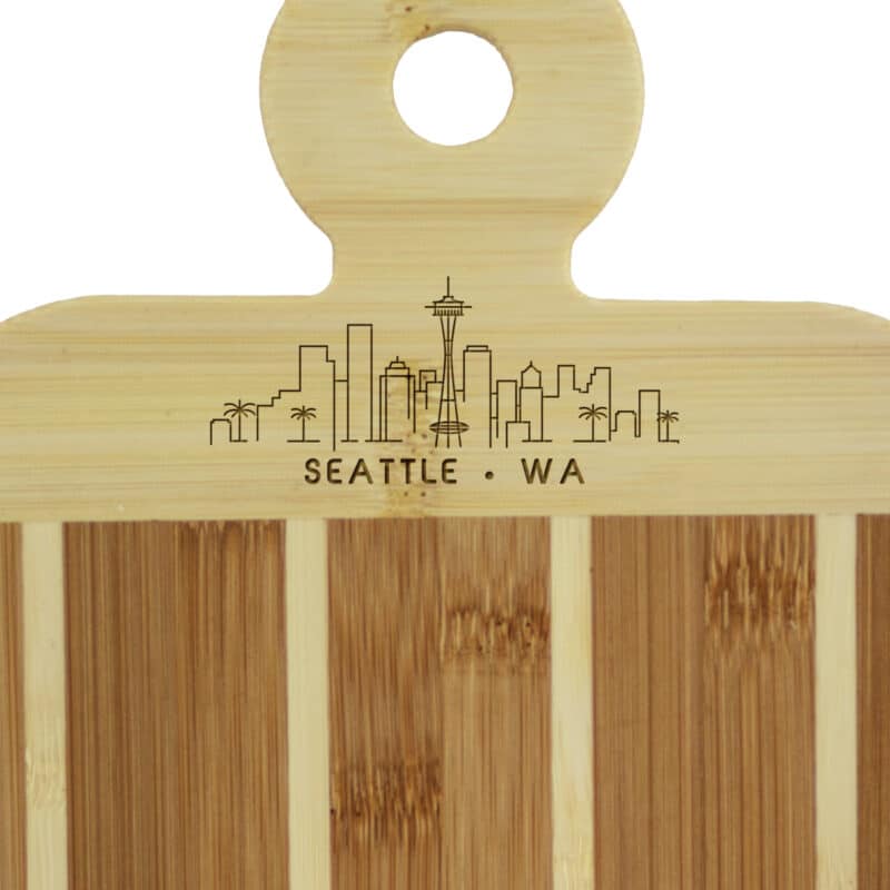Custom Striped Paddle Seattle City Skyline Board - 2