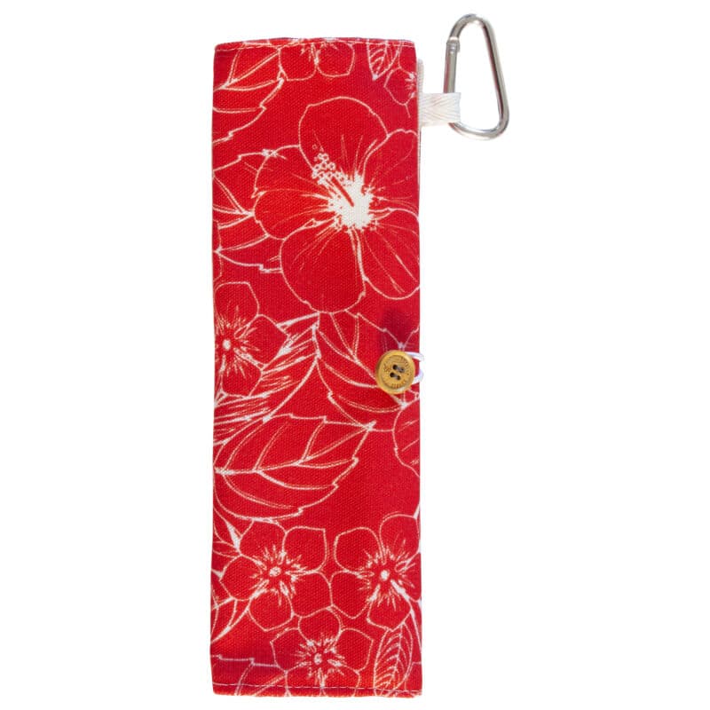 Custom Take-Along Flatware Red Hibiscus Utensil Roll - 4