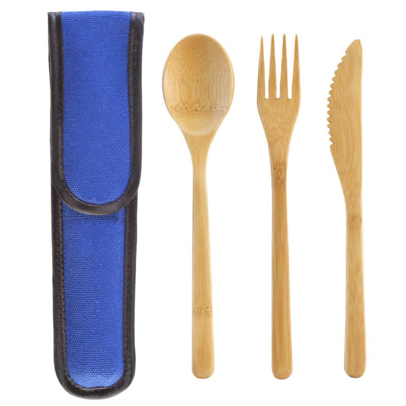 Custom Take-Along Flatware Set w/Blue Travel Case - 1