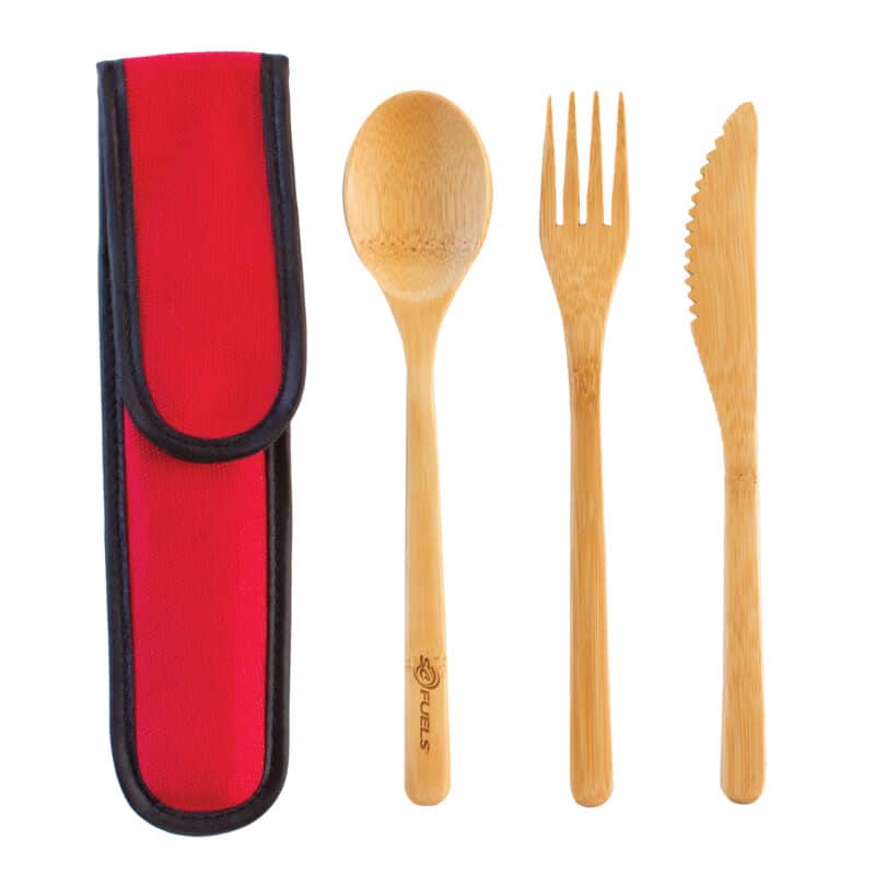 Custom Take-Along Flatware Set w/Red Travel Case