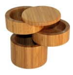 Custom Tiered Triple Bamboo Salt Box w/Magnetic Swivel Lids - 1