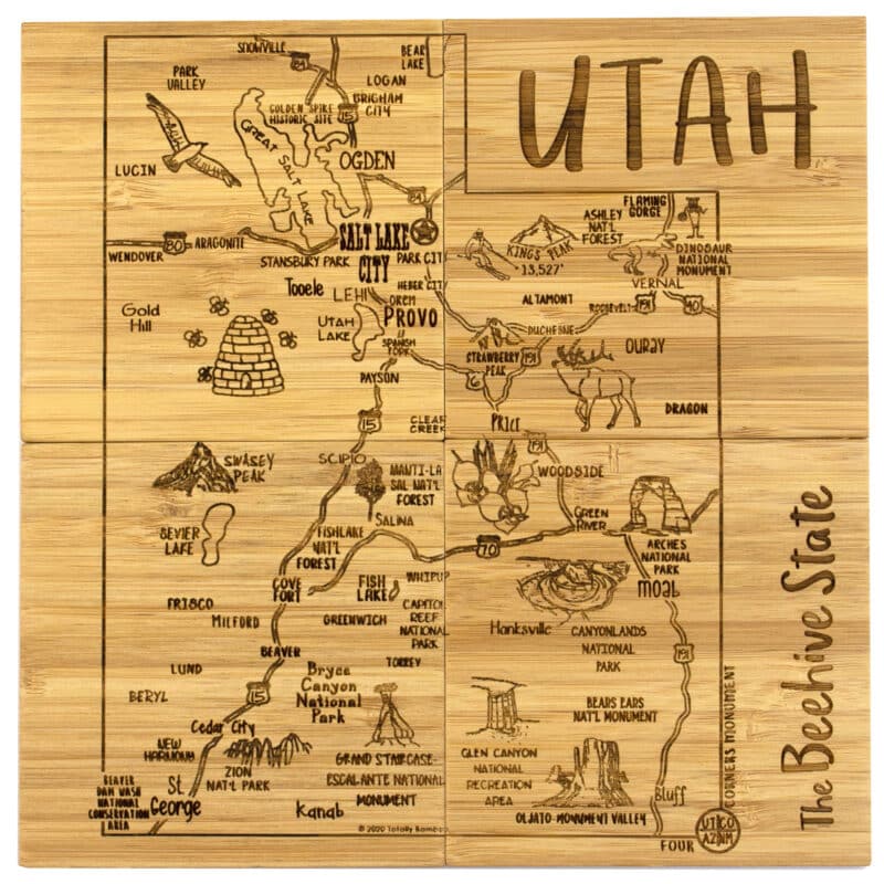 Custom Utah Puzzle Coaster Set - 2