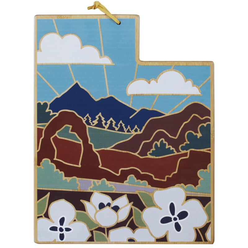 Custom Utah State Shaped Cutting & Serving Board w/Artwork by Summer Stokes