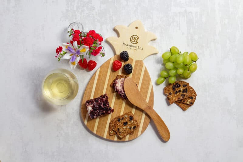 Custom Pineapple Charcuterie Board with Spreader Knife Gift Set - 2