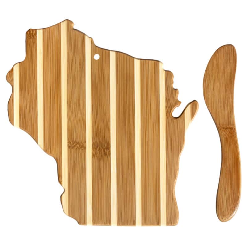Custom Wisconsin Charcuterie Board with Spreader Knife Gift Set - 1