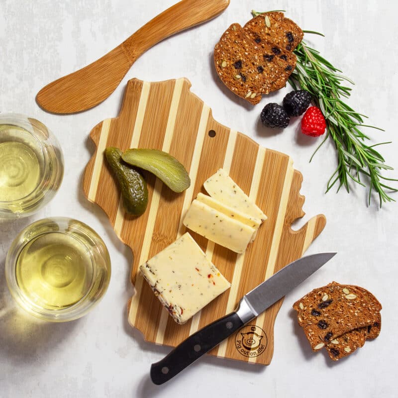 Custom Wisconsin Charcuterie Board with Spreader Knife Gift Set - 2