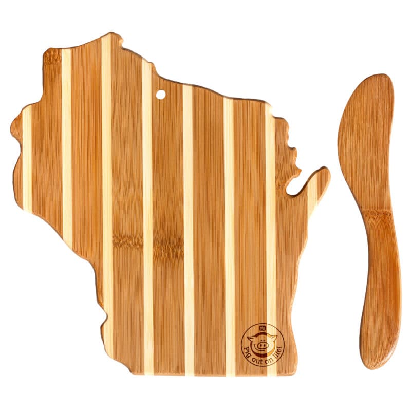Custom Wisconsin Charcuterie Board with Spreader Knife Gift Set