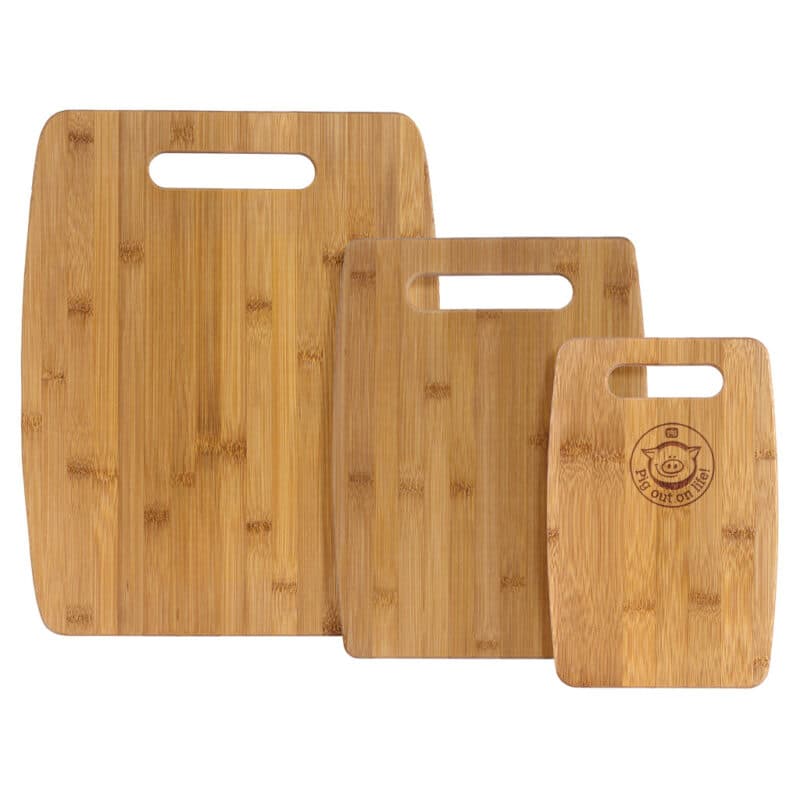 3-Piece Two-Tone Bamboo Serving and Cutting Board Set - Thumbnail 4