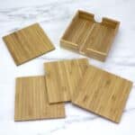 Custom 4 Piece Bamboo Coaster Set w/Case - 4