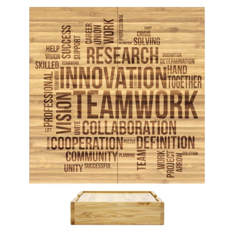 Custom 4 Piece Bamboo Coaster Set w/Case - 6