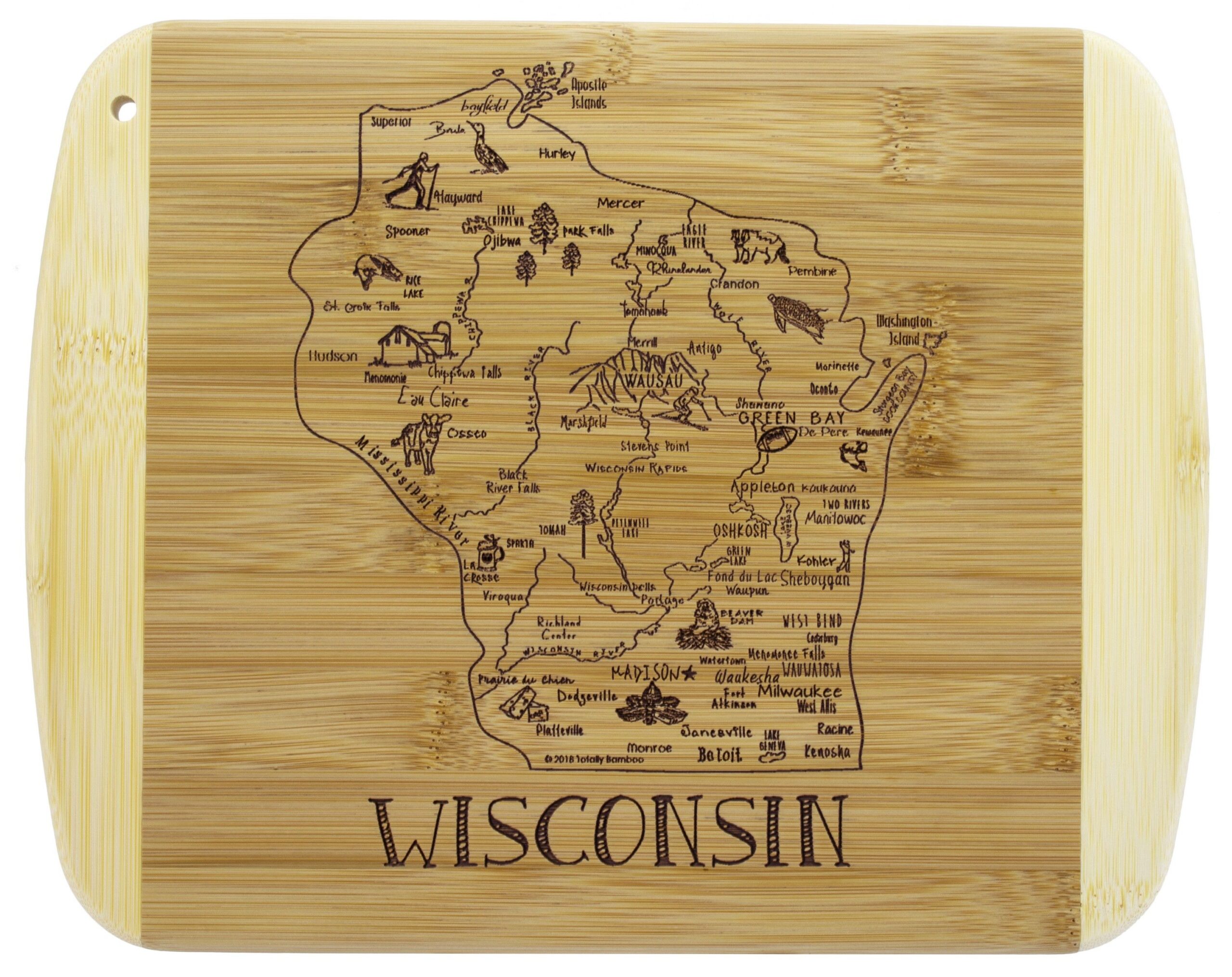 Totally Bamboo Slice of Life Wisconsin Cutting Board - Thumbnail 2
