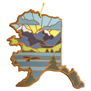 Custom Alaska State Shaped Serving & Cutting Board w/Artwork by Summer Stokes