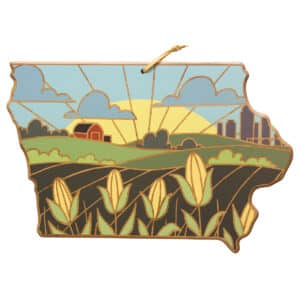 Custom Iowa State Shaped Serving & Cutting Board w/Artwork by Summer Stokes
