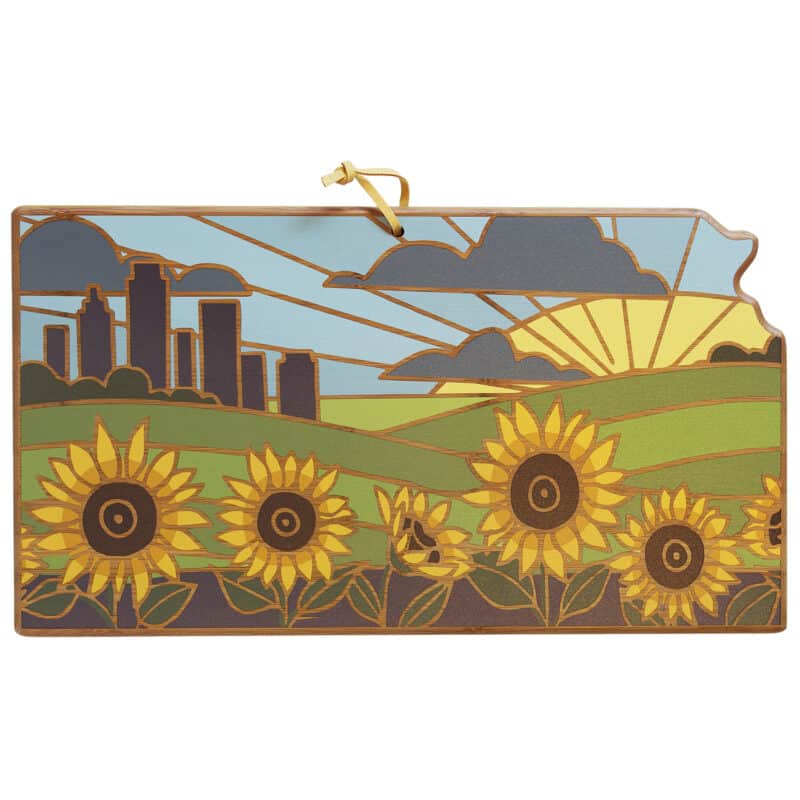 Custom Kansas State Shaped Serving & Cutting Board w/Artwork by Summer Stokes