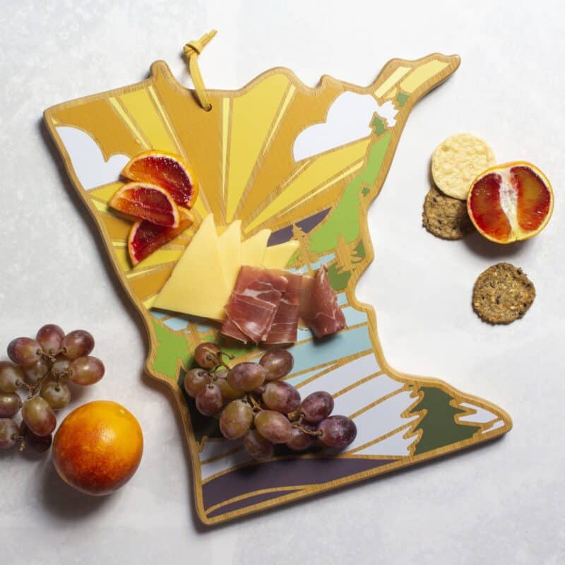 Custom Minnesota State Shaped Cutting & Serving Board w/Artwork by Summer Stokes - 6