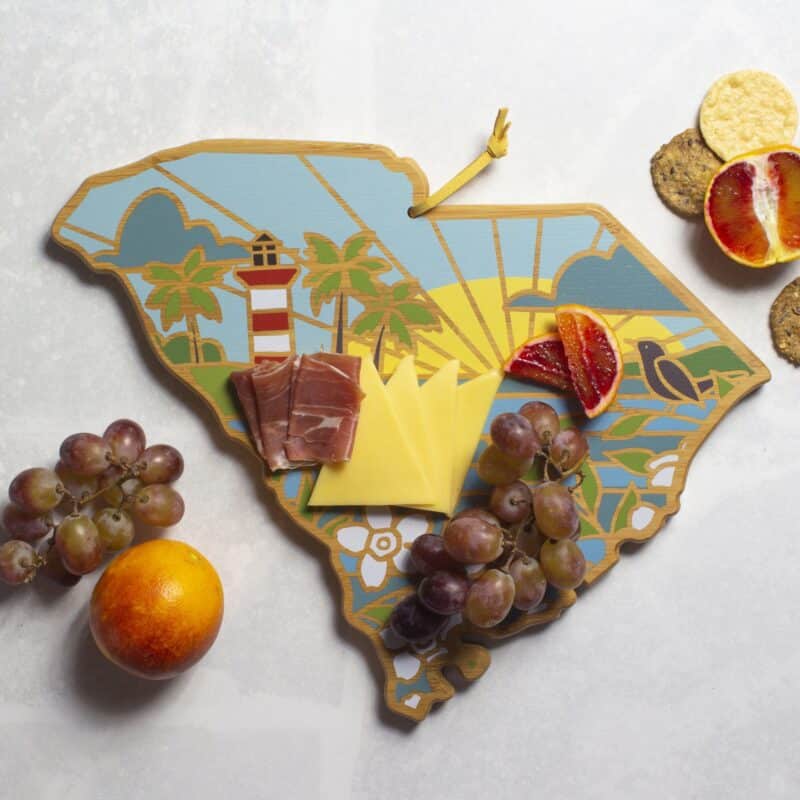 Custom South Carolina State Shaped Cutting & Serving Board w/Artwork by Summer Stokes - 6