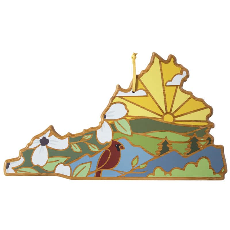 Custom Virginia State Shaped Serving & Cutting Board w/Artwork by Summer Stokes
