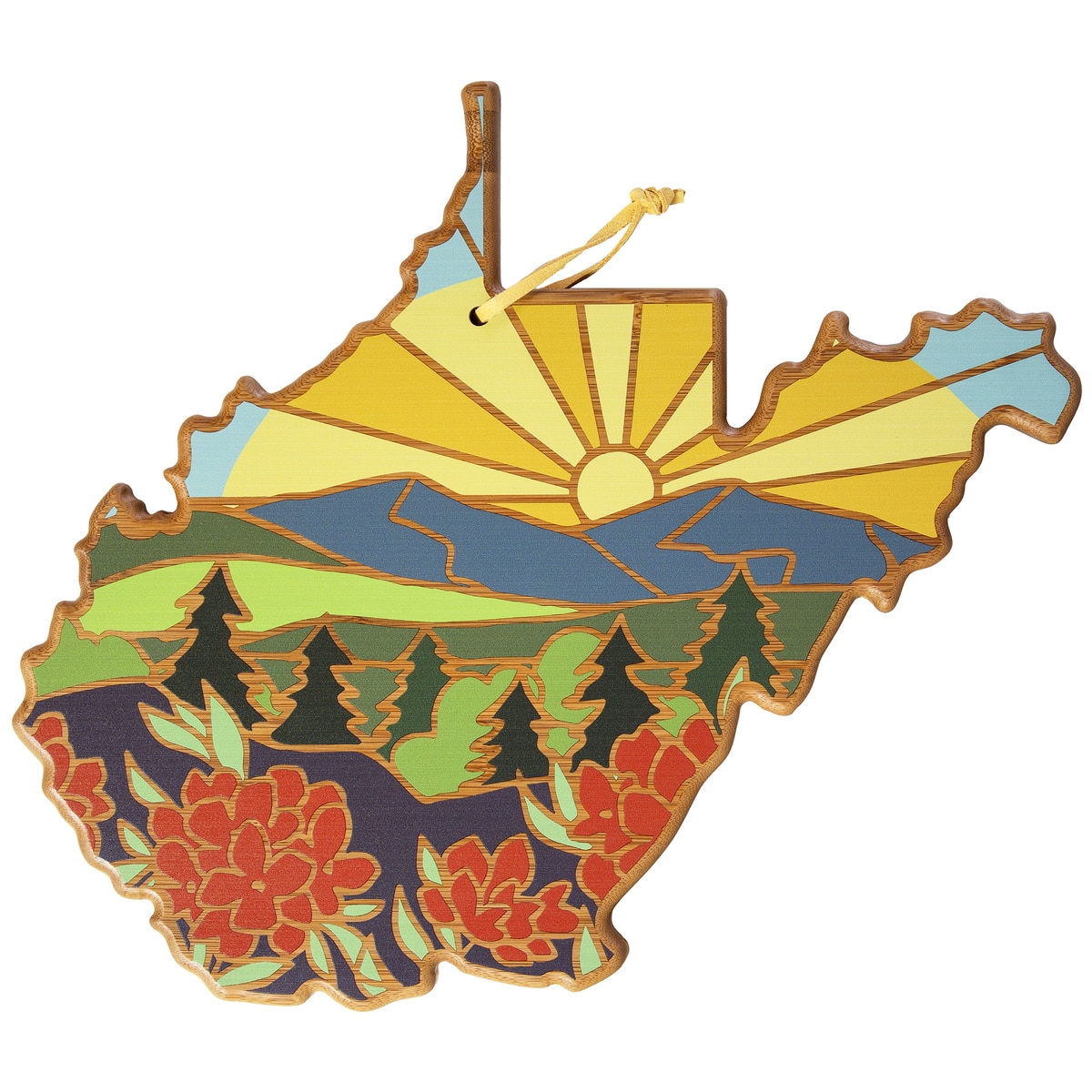 West Virginia State Shaped Serving & Cutting Board w/Artwork by Summer Stokes
