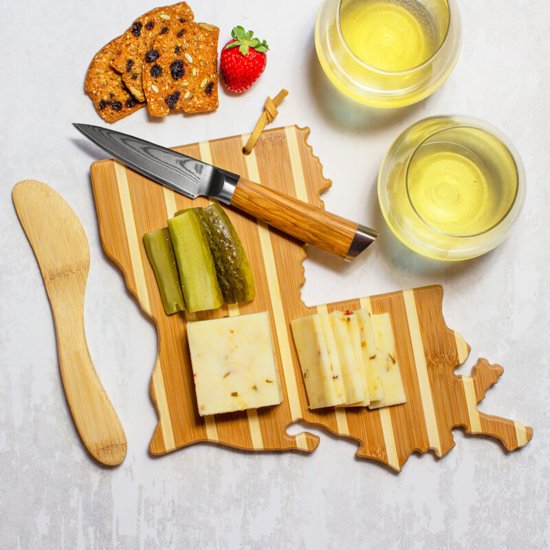 Custom Louisiana Charcuterie Board with Spreader Knife Gift Set - 3