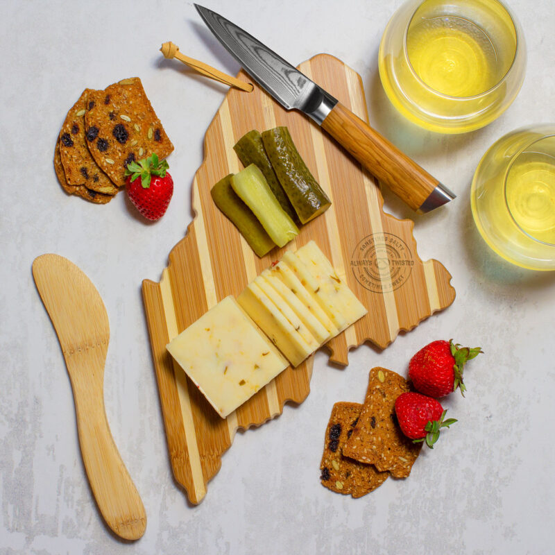 Custom Maine Charcuterie Board with Spreader Knife Gift Set - 4