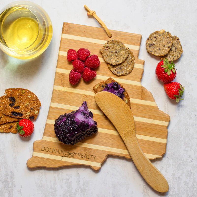 Custom Rhode Island Charcuterie Board with Spreader Knife Gift Set - 2