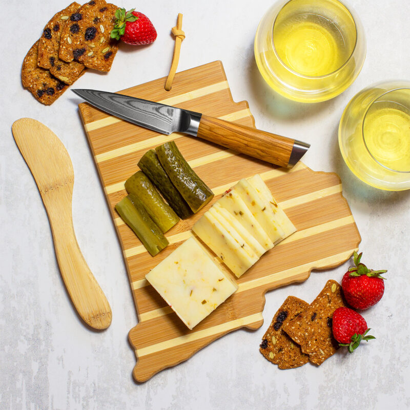 Custom Rhode Island Charcuterie Board with Spreader Knife Gift Set - 3