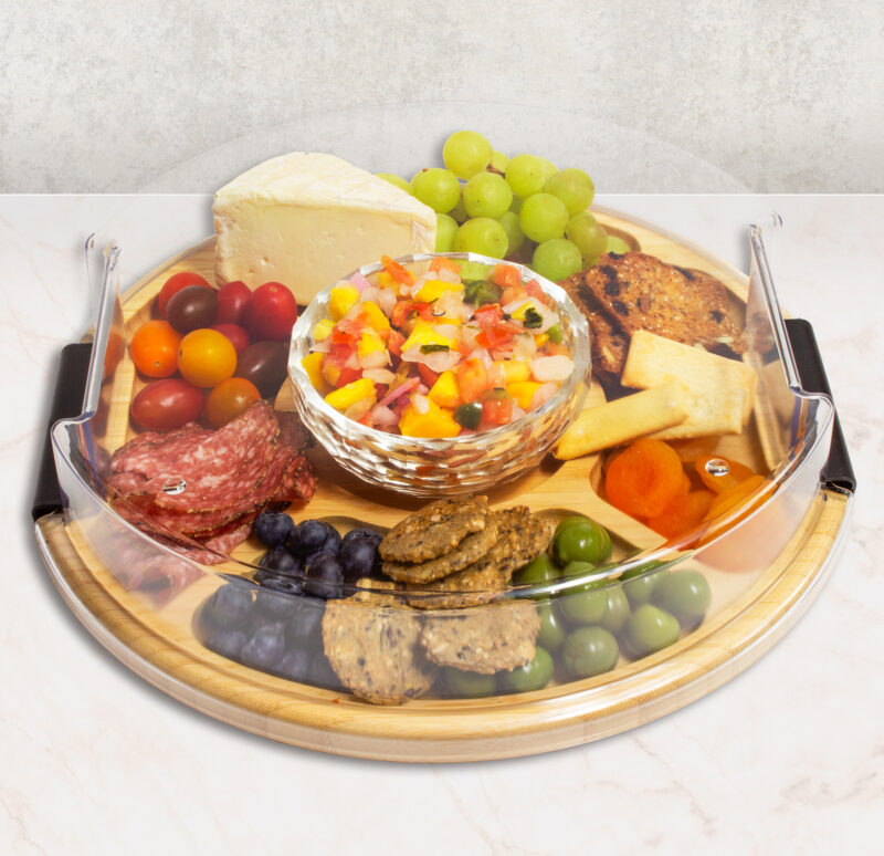 Serve & Store™ Covered Round Bamboo Charcuterie Board (Available Early December 2025) - 2