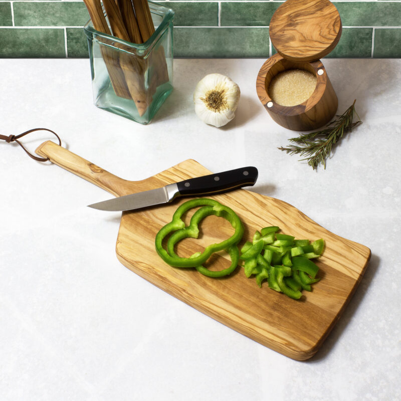 Custom Rock & Branch® Olive Wood Cutting & Serving Board W/Handle - 3