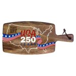 Custom Limited Edition USA 250 Years Rock & Branch® Acacia Paddle Cutting Board UV