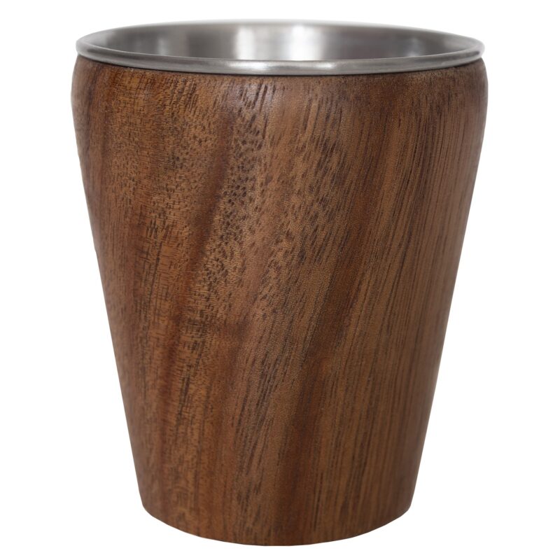 Custom Dark Acacia 2oz Shot Glass w/Stainless Steel Interior - 1